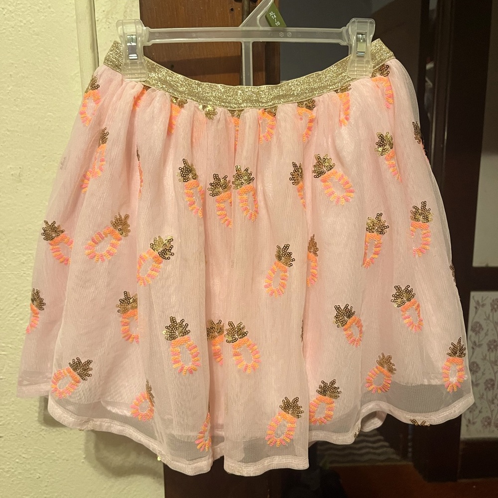 Cat and Jack - Girl’s skirt peachy pink with sequin pineapples